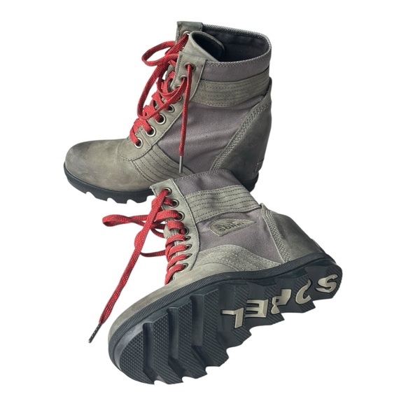 Sorel Shoes - Sorel Lexie Wedge waterproof upper lace up in Quarry grey color | Size 7